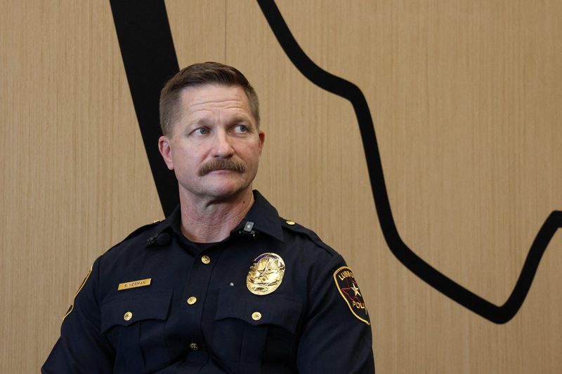 Lubbock Police Chief Seth Herman speaks to the Lubbock media on Nov. 6. 2025 about the increased law enforcement presence on the Texas Tech University campus on Saturday during the college football game.