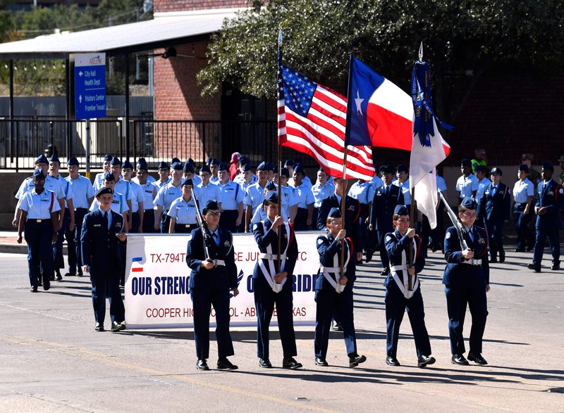 JROTC students from Cooper High School lead Saturday’s Veterans Freedom Parade in downtown Abilene.