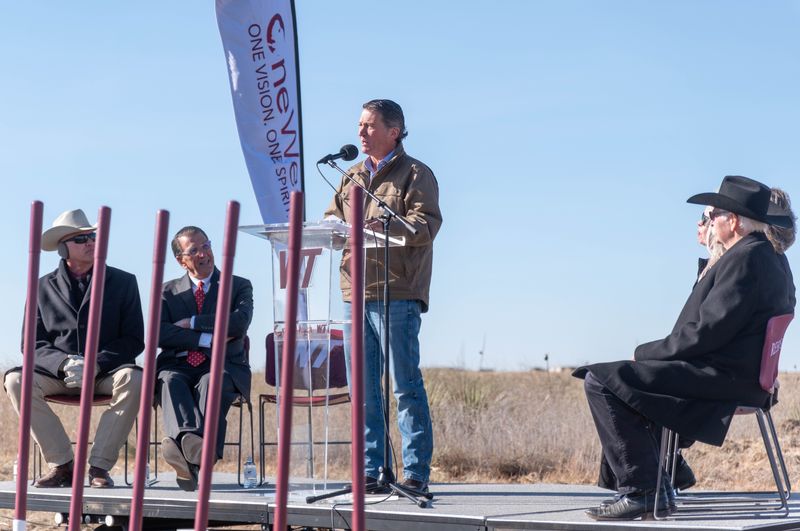U.S. Rep. Ronny Jackson speaks during the groundbreaking ceremony for West Texas A&M University’s $15 million WTAMU Foundation Research Feedlot and Education Facility on Monday, Nov. 10, 2025, at Nance Ranch east of Canyon.