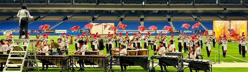 Veterans Memorial High School's marching band performs at the Bands of America San Antonio Super Regional Championship in San Antonio on Nov. 7.