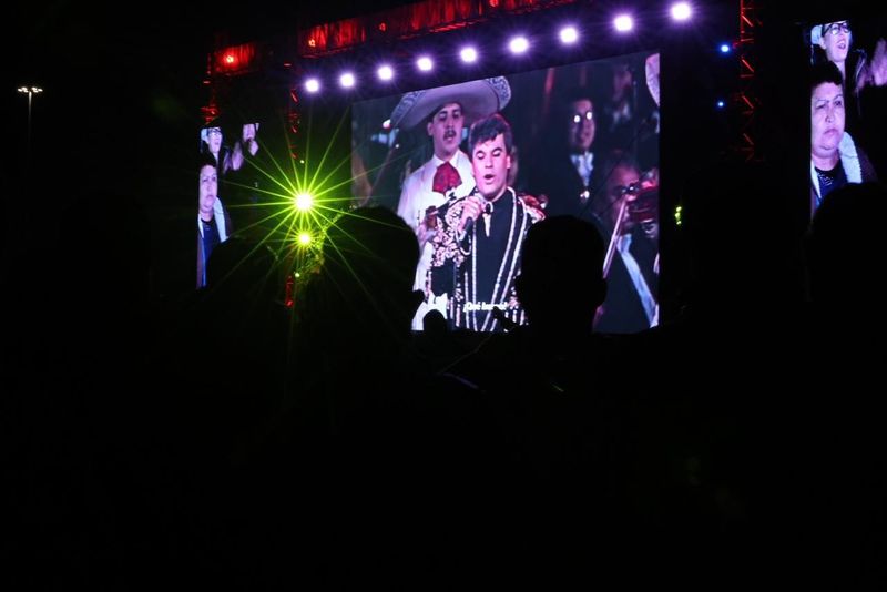 A public showing of a film of Juan Gabriel's Palacio de Bellas Artes concert was attended by more than 10,000 fans of the late Mexican musical icon at "The X" monument in Juárez, Mexico, on Saturday, Nov. 29, 2025.