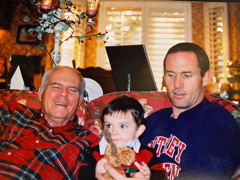 Former coach Jerry Behrens is pictured at left with Behren Morton, who grew up to be a Texas Tech quarterback, and then-Monterey coach James Morton.