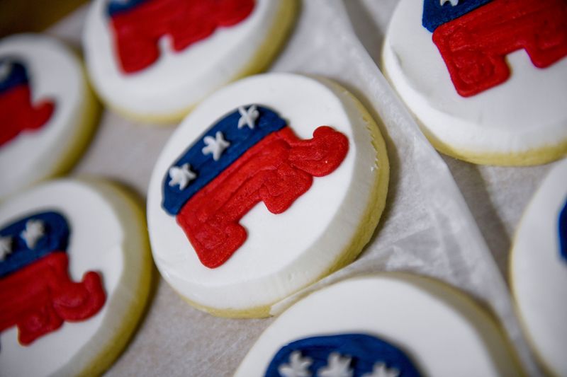 Homemade cookies with GOP elephants decorating them are some of the refreshments available during an election night watch party at Madison County Republican Headquarters in Jackson, Tenn., on Tuesday, Nov. 6, 2018.