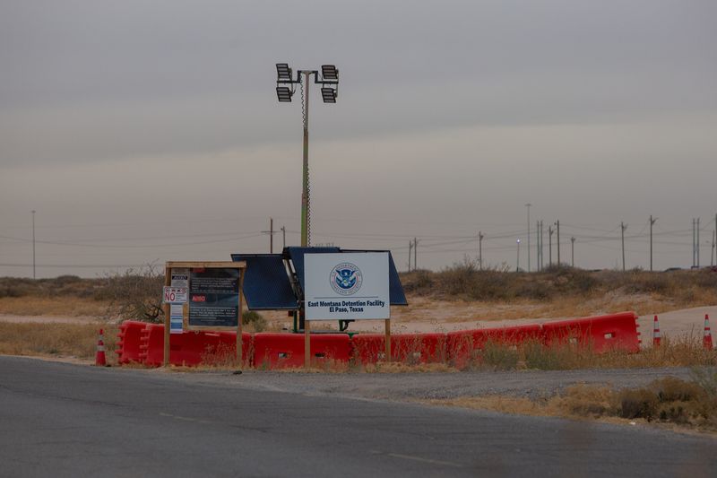 The entrance to the Trump administration's Camp East Montana ICE detention center in El Paso, Texas on Jan. 7, 2026.