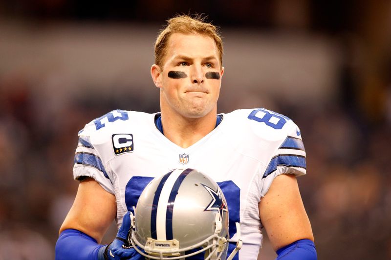 Dec 21, 2014; Arlington, TX, USA; Dallas Cowboys tight end Jason Witten (82) stands on the field prior to the game against the Indianapolis Colts at AT&T Stadium. Mandatory Credit: Tim Heitman-USA TODAY Sports