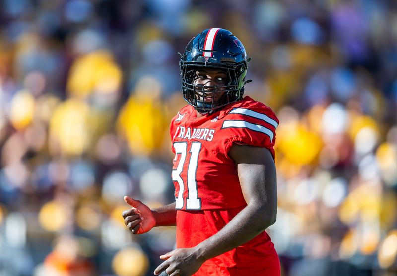 Oct 18, 2025; Tempe, Arizona, USA; Texas Tech Red Raiders linebacker David Bailey (31) against the Arizona State Sun Devils at Mountain America Stadium. Mandatory Credit: Mark J. Rebilas-Imagn Images