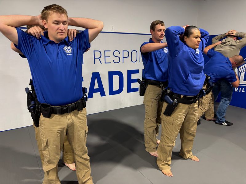 Cadets participate in training Jan. 9 as part of the Basic Peace Officer Academy, run by the Amarillo College Panhandle Regional Law Enforcement Academy in Amarillo.
