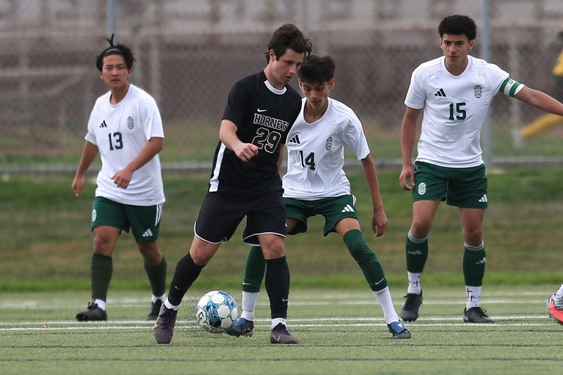 Flour Bluff's Kyle Barganski tries to control a ball during the championship match of the Gulf Coast Classic on Saturday, Jan. 10, 2026 at Cabaniss Soccer Field.