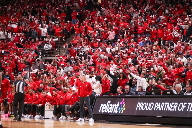 Texas Tech fans wave rally towels prior to tip before a Big 12 Conference men's basketball game, Saturday, Jan. 17, 2026, in United Supermarkets Arena.