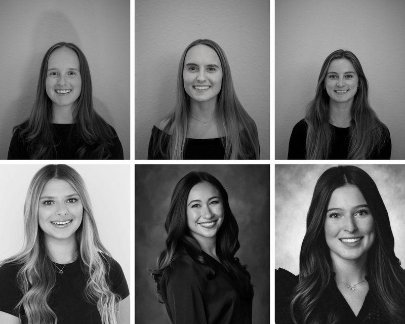 Clockwise from top left, Grace Barth, Julia Barth, Adair Bates, McKaelyn Freymiller, Michaela Dickson and Kendyl Cameron are among the 2026 duchesses for Las Doñas de la Corte.