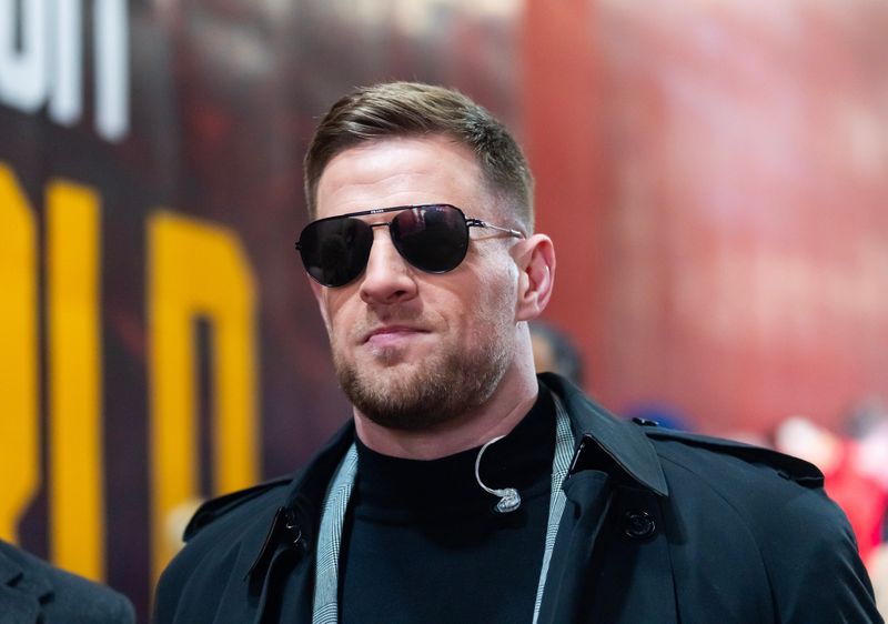 Jan 26, 2025; Kansas City, MO, USA; Former player J.J. Watt in attendance of the Kansas City Chiefs game against the Buffalo Bills in the AFC Championship game at GEHA Field at Arrowhead Stadium. Mandatory Credit: Mark J. Rebilas-Imagn Images