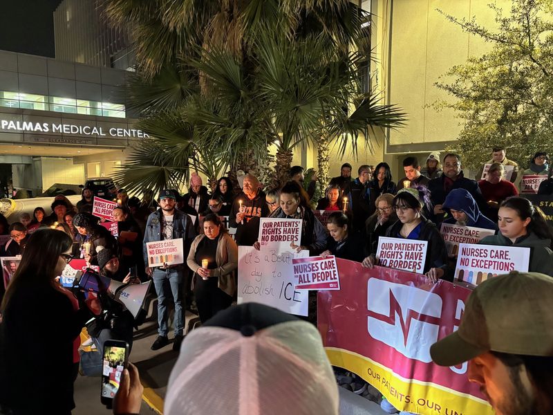 Nurses from the National Nurses Organizing Committee and National Nurses United were joined by other medical professionals in a protest Thursday, Jan. 29 at Las Palmas Medical Center at 1801 N Oregon St. against Immigration and Customs Enforcement operations where intensive care nurse Alex Pretti was shot by agents on Jan. 24 in Minneapolis.