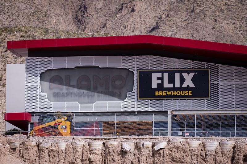 A Flix Brewhouse sign stands next to a removed Alamo Drafthouse sign at the Montecillo location on Thursday, Feb. 12, 2026, after the El Paso theaters were acquired and rebranded by Flix Brewhouse.