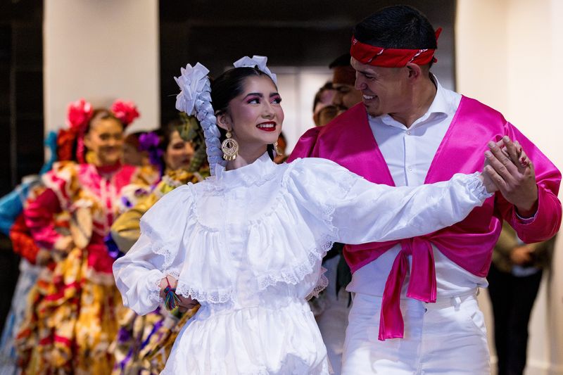 Folklórico dancers perform in the lobby of the El Paso Museum of Art on Saturday, Feb. 14, 2026, following the museum’s $3.5 million reopening upgrades.