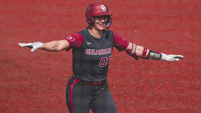 Oklahoma's Allyssa Parker celebrates a home run against UTEP Sunday at Helen of Troy Field