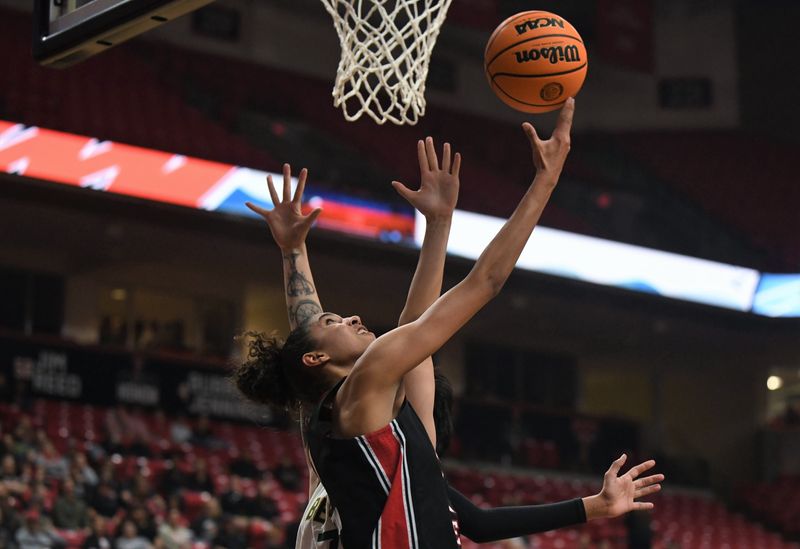 Texas Tech's Jalynn Bristow shoots against Baylor in a Big 12 women's basketball game Wednesday, Feb. 18, 2026, at United Supermarkets Arena.