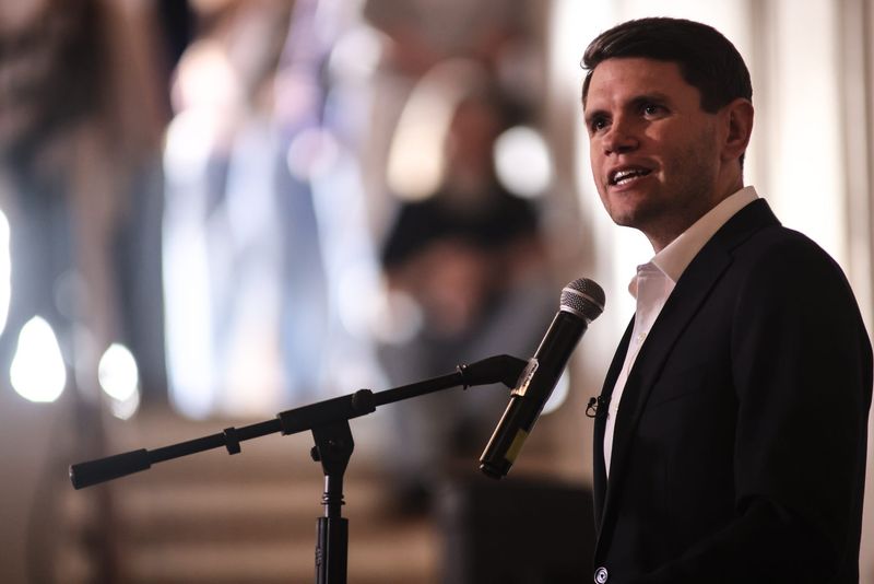 James Talarico, a candidate in the Democratic primary for Texas' U.S. Senate seat and a current Texas State Representative, speaks to the Lubbock community at the Historic Watson Building during his Take Back Texas Tour, Feb. 22, 2026, in Lubbock.