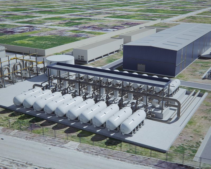 This rendering of the proposed Inner Harbor seawater desalination plant shows pressurized sand filters, cartridge filters and the reverse osmosis membrane building, as described by Efrain Rodriguez, vice president of business development at Acciona Aqua Corporation.