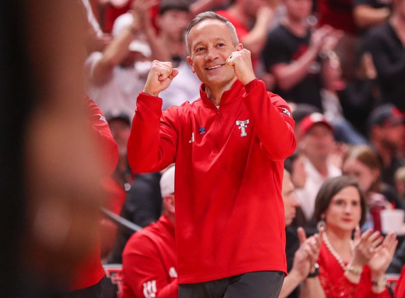 Texas Tech head coach Grant McCasland reacts to a play against Cincinnati during a Big 12 Conference men's basketball game, Tuesday, Feb. 24, 2026, in United Supermarkets Arena.