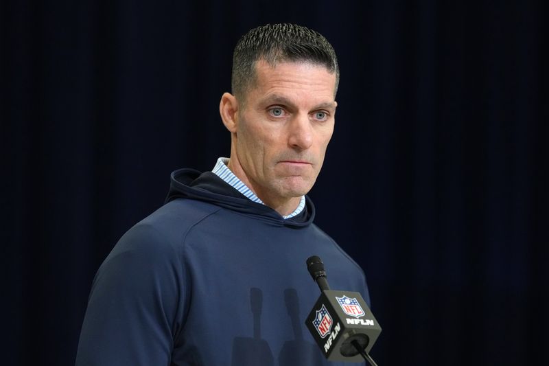 Feb 24, 2026; Indianapolis, IN, USA; Houston Texans general manager Nick Caserio speaks at the NFL Scouting Combine at the Indiana Convention Center. Mandatory Credit: Kirby Lee-Imagn Images