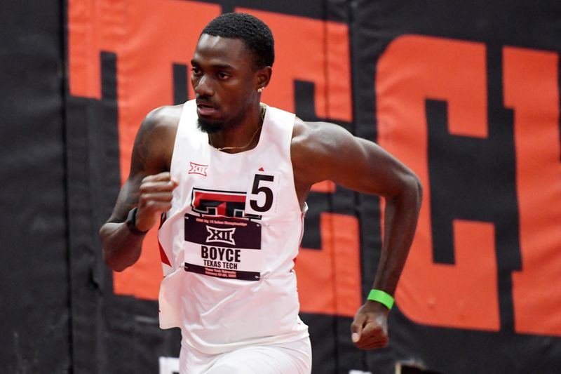 Texas Tech’s DeSean Boyce competes in the 400 meters prelims during the Big 12 indoor track and field championship, Friday, Feb. 27, 2026, at the Sports Performance Center.