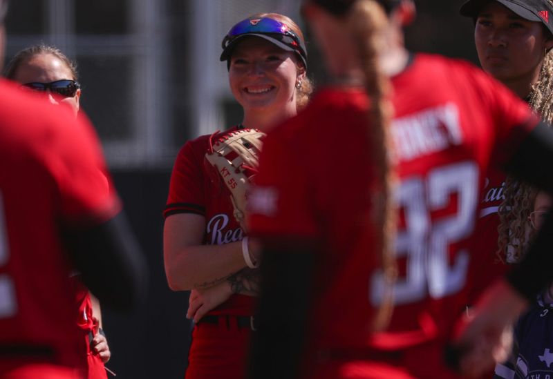 Texas Tech's Kaitlyn Terry awaits introductions before a Division I non-conference softball game, Sunday, March 1, 2026, at Rocky Johnson Field.