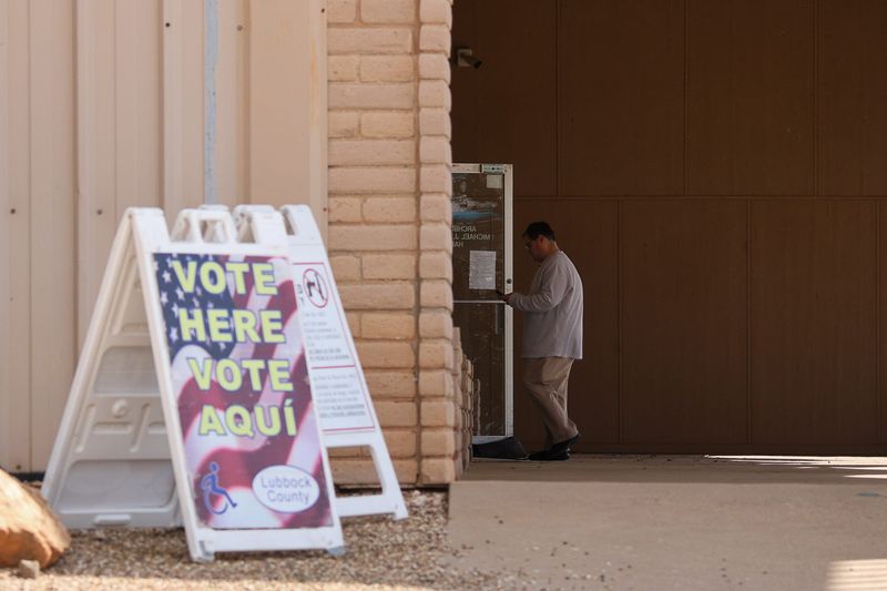 A Lubbock County voter walks into the Catholic Diocese of Lubbock, 4620 4th St., voting center on Election Day for the Texas and Lubbock County 2026 March primaries on March 3, 2026 in Lubbock, Texas.