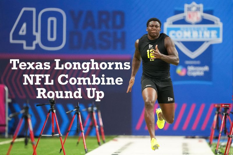 Feb 26, 2026; Indianapolis, IN, USA; Texas linebacker Anthony Hill (LB12) runs the 40-yard dash during the NFL Scouting Combine at Lucas Oil Stadium.
