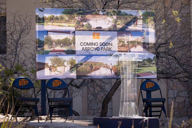 University of Texas at El Paso unveils plans to transform the arroyo into a natural park near the Liberal Arts Building, which is set for demolition, on campus Wednesday, March 4, 2026.