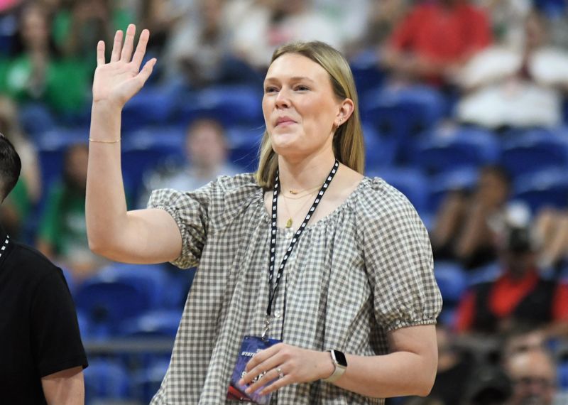 Maddi Crisler is honored as part of Wall's 2016 state championship girls basketball team at a ceremony Friday, March 6, 2026, at the Alamodome in San Antonio.