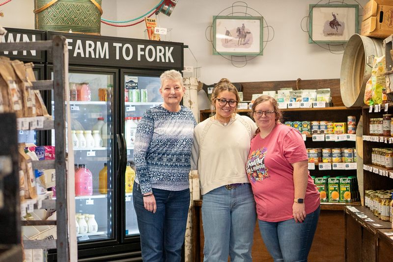 Judy Grun, co-owner of G3 Cattle Company Homegrown stores, and employees Autumn Scott and Briley Smith at the Abilene location March 5.