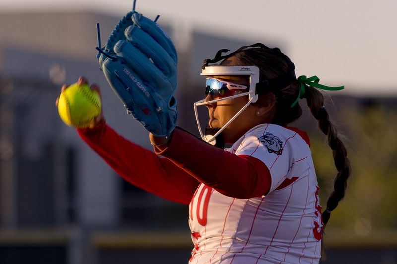 Socorro’s Haley Rodriguez (5) pitches the ball during a District 1-6A game against Socorro at Eastlake High School on Tuesday, March 17, 2026, in El Paso, Texas.