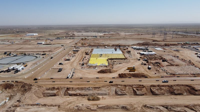 Construction continues on the Meta Platforms data center complex on a 1,000-acre site in far Northeast El Paso, near the Texas-New Mexico state line, on March 12, 2026. The company is investing billions of dollars in the facility to support artificial intelligence needs.