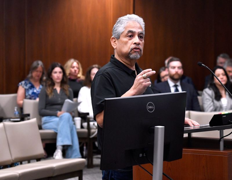Hispanic Leadership Council President Samuel Garcia addresses the Abilene City Council Thursday. Garcia called on the council to remove the Cesar Chavez name from the recreational center soon to reopen in Sears Park.