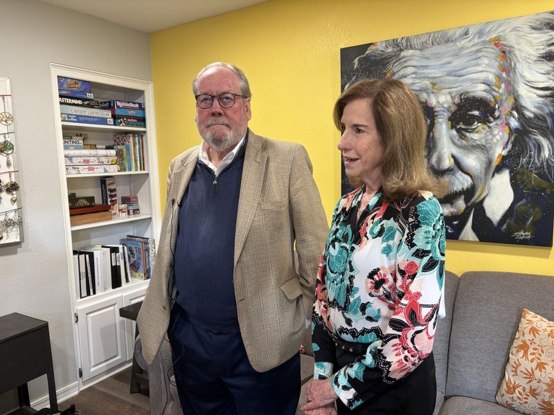 Steve Dalrymple, President and CEO of the High Plains Christian Ministries Foundation, was happy to see the success of the apartment complex Baptist Community Services donated to the Downtown Women's Center during a 10th anniversary celebration Monday evening, March 30 with DWC Executive Director Diann Gilmore.