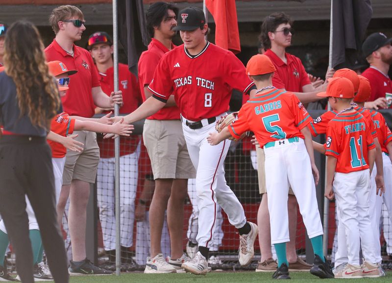 Texas Tech's Connor Shouse is introduced before a non-conference Division I baseball game, Tuesday, March 31, 2026, at Rip Griffin Park.