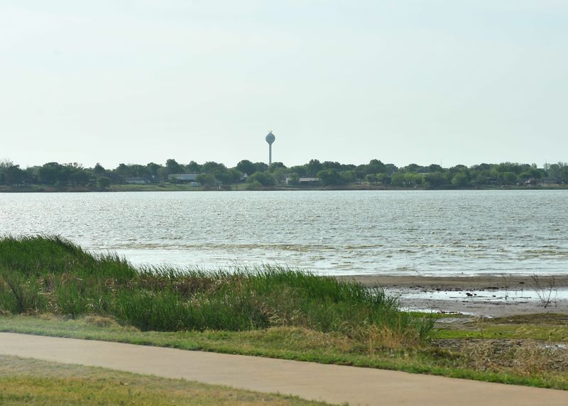 Looking south at Lake Wichita in Wichita Falls on Wednesday.