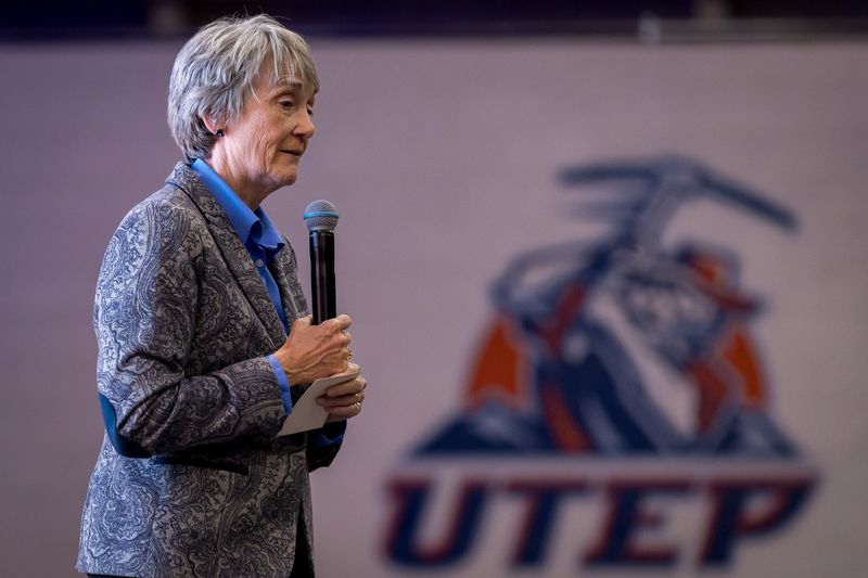UTEP President Heather Wilson speaks before a “Glory Road” screening inside Memorial Gym on April 1, marking 20 years of the film and 60 years since Texas Western’s historic NCAA title.