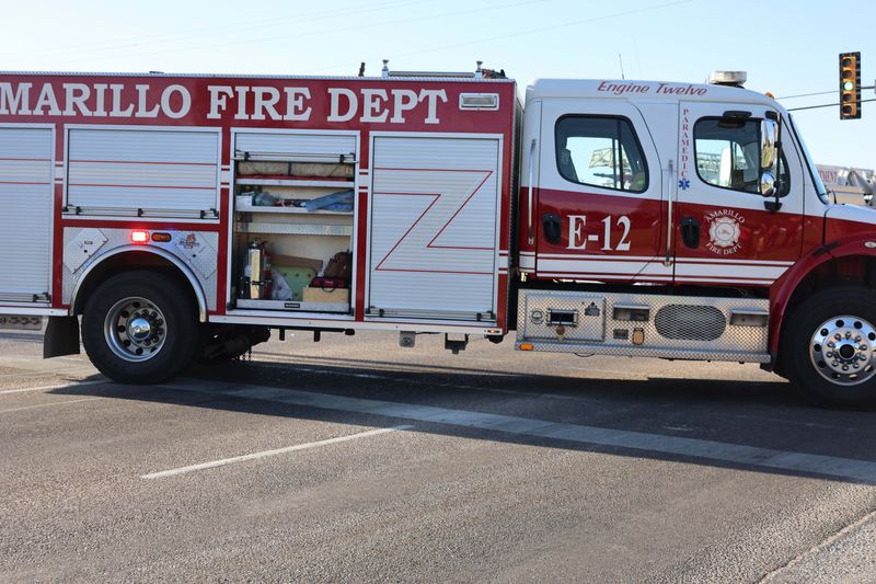 Amarillo first responders including police and fire work at the scene of a crash Friday, April 3 at the corner of Bell and 54th Street.