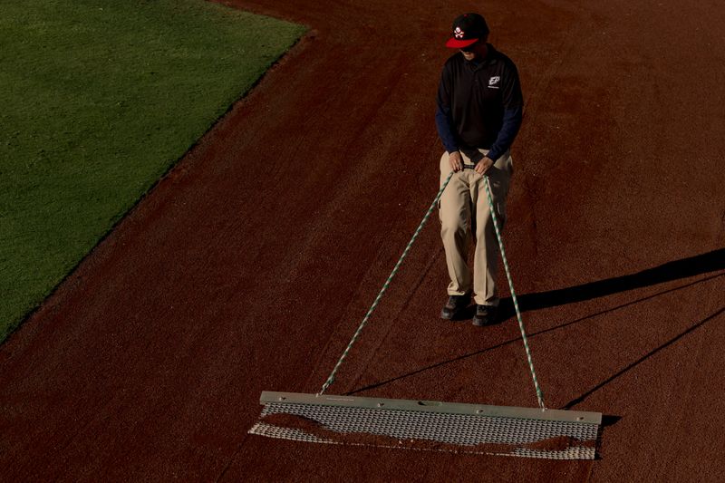Grounds crew prepare the field before the El Paso Chihuahuas face the Albuquerque Isotopes on April 7, 2026, at Southwest University Park in El Paso, Texas. The Chihuahuas host Albuquerque again this week.