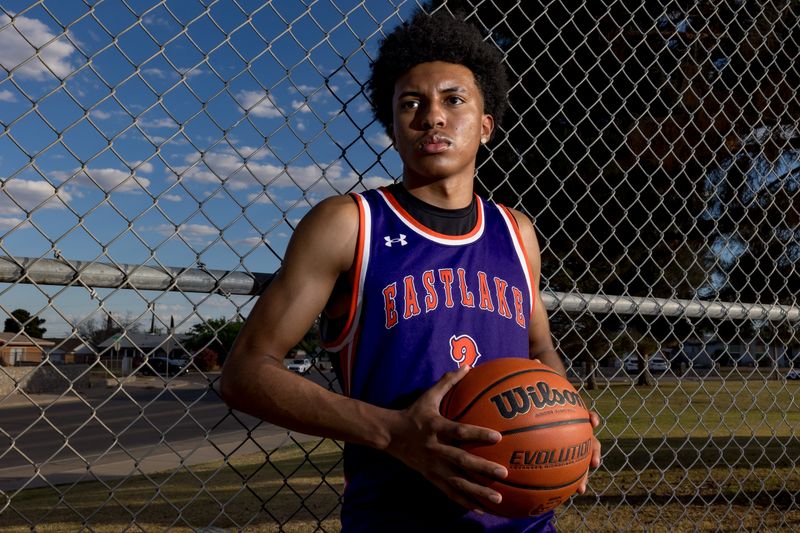 El Paso Boys All-City Basketball Player of the Year Eastlake’s Braeden Quingley poses for a photo Thursday, April 9, 2026, at Arlington Park in Northeast El Paso, Texas.