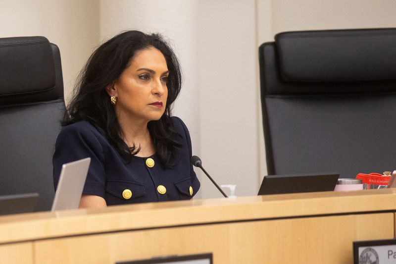 Corpus Christi Mayor Paulette Guajardo listens to people during public comment in the Council Chambers at City Hall in Corpus Christi, Texas, on April 14, 2026.