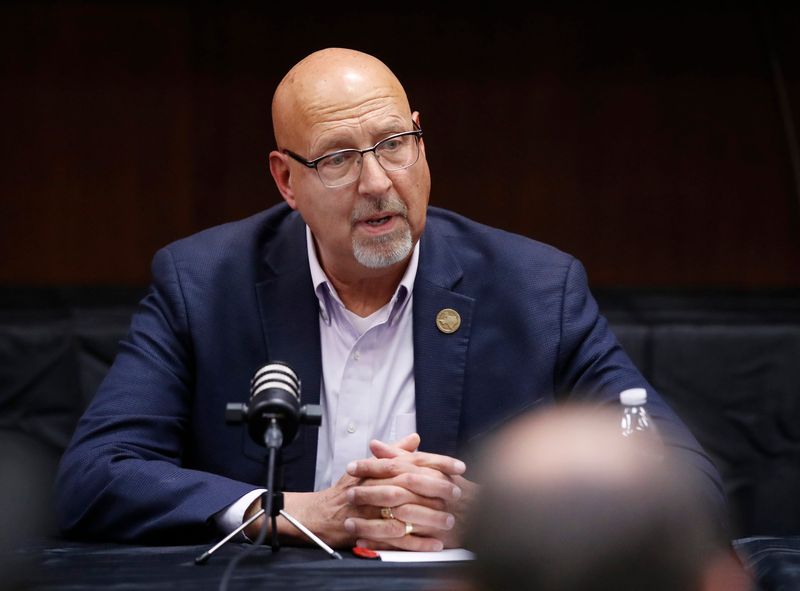 Mayor Mark McBrayer talks to the audience during the forum. Texas Tech Public Media and the Lubbock Avalanche-Journal held a Candidate Forum at the George & Helen Mahon Public Library Wednesday evening.