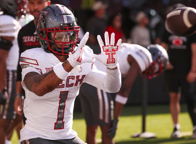 Micah Hudson catches a pass before the Texas Tech football team's spring game, Friday, April 17, 2026, at Jones AT&T Stadium.
