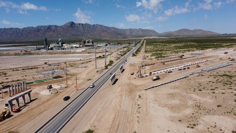 Infrastructure for the Borderland Expressway is seen near Stan Roberts Sr. Avenue east of Martin Luther King Jr. Boulevard in Northeast El Paso on April 20, 2026. The 10.8-mile bypass, launched in 2018, is intended to divert freight traffic away from the city's core and ease congestion. The expressway is being built in three phases as part of roughly $2.1 billion in state transportation funding expected for the El Paso District.