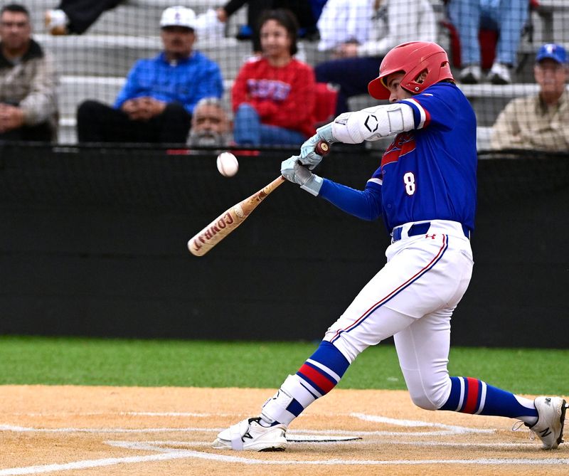 Cooper High’s Mason Smith hits a foul during Tuesday’s game against Abilene High April 21, 2026. Final score was 5-0, Abilene High.