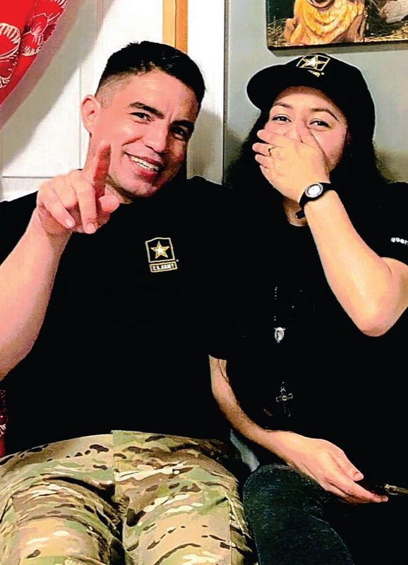 Sgt. José Serrano Arosio is pictured with his wife, Daisy Rivera Ortega, who was detained by ICE on April 14 during an immigration check-in in El Paso.