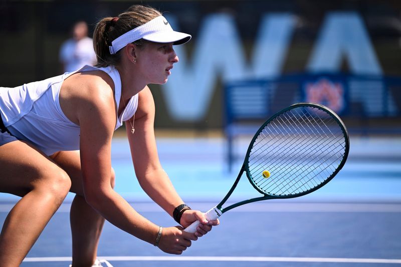 AUBURN, AL - MARCH 14 - Auburn’s Ekaterina Khairutdinova during the game between the #3 Auburn Tigers and the Kentucky Wildcats at Yarbrough Tennis Center in Auburn, AL on Saturday, March 14, 2026.

Photo by Estela Munoz/Auburn Tigers
