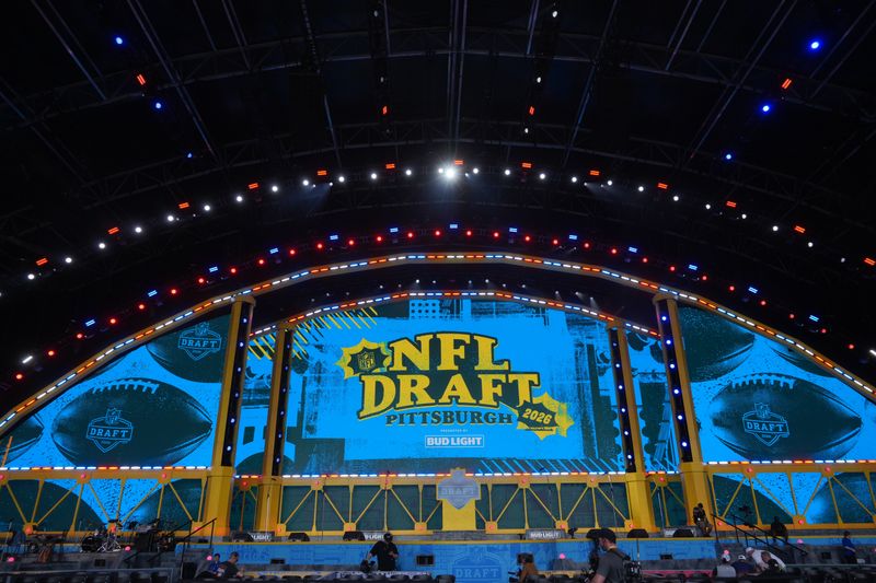 Apr 22, 2026; Pittsburgh, PA, USA; A general overall view of the 2026 NFL Draft theater stage at Acrisure Stadium. Mandatory Credit: Kirby Lee-Imagn Images