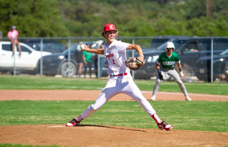 Christoval baseball's Will Nye throws a pitch against Eldorado at Christoval High School on Friday, April 17, 2026.